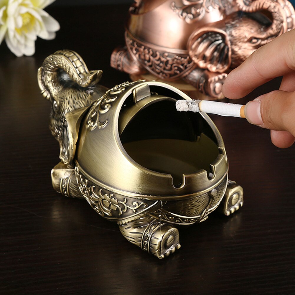 éliminateur d'odeur bureau coupe-vent éléphant forme avec couvercle cendrier en métal salon intérieur extérieur bureau Vintage sculpté à la main