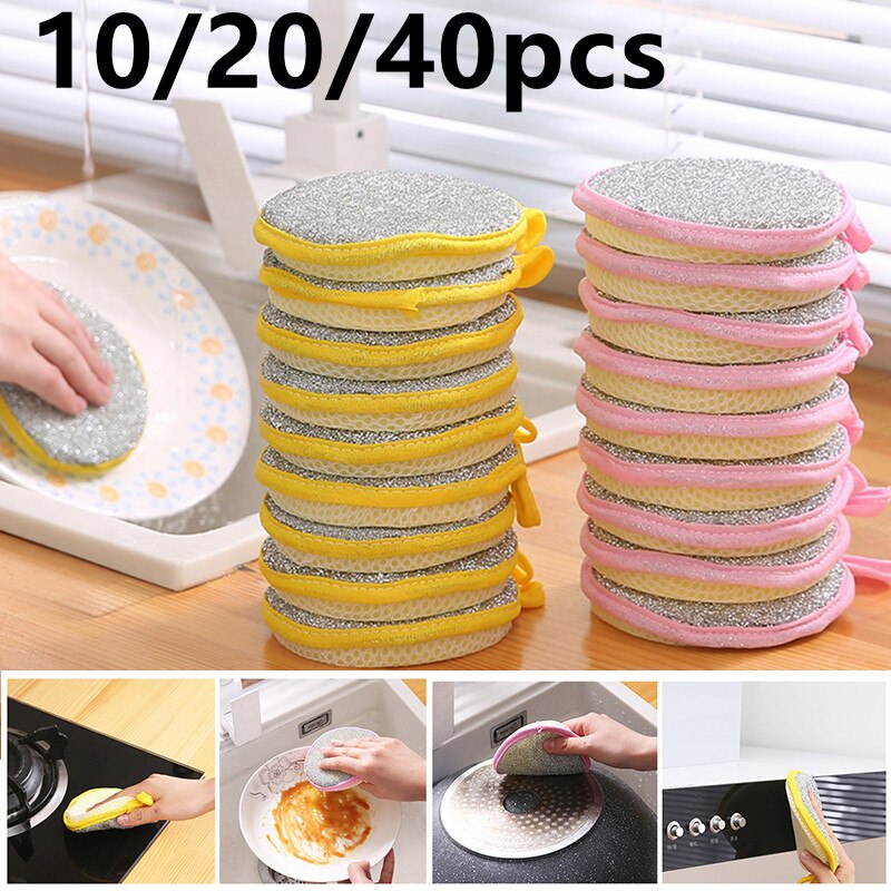 10/20/40 pz doppio lato lavastoviglie spugna pentola pentola spugne lavaggio utensili per la pulizia della casa stoviglie da cucina spazzola di lavaggio