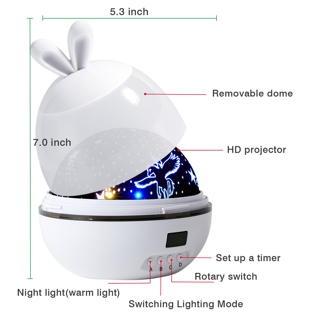 Veilleuse LED projecteur lampe ciel étoilé 360 Angle rotation LED nuit lampe projecteur lumière pour enfants bébé