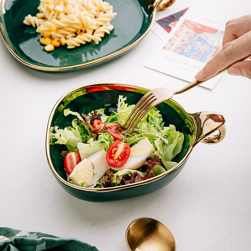 Cuenco de postre de lujo con luz de cerámica, cuenco de ensalada de frutas para desayuno Continental, Decoración de mesa, suministros de servicio de Hotel y restaurante