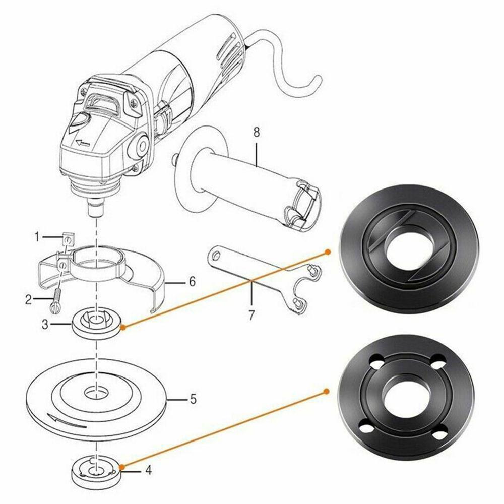 Angle Grinder Flange Wrench Set Metal Lock Nut Thread Angle Grinder Inner&Outer Flange Nut Set Tool + Wrench Power Tools