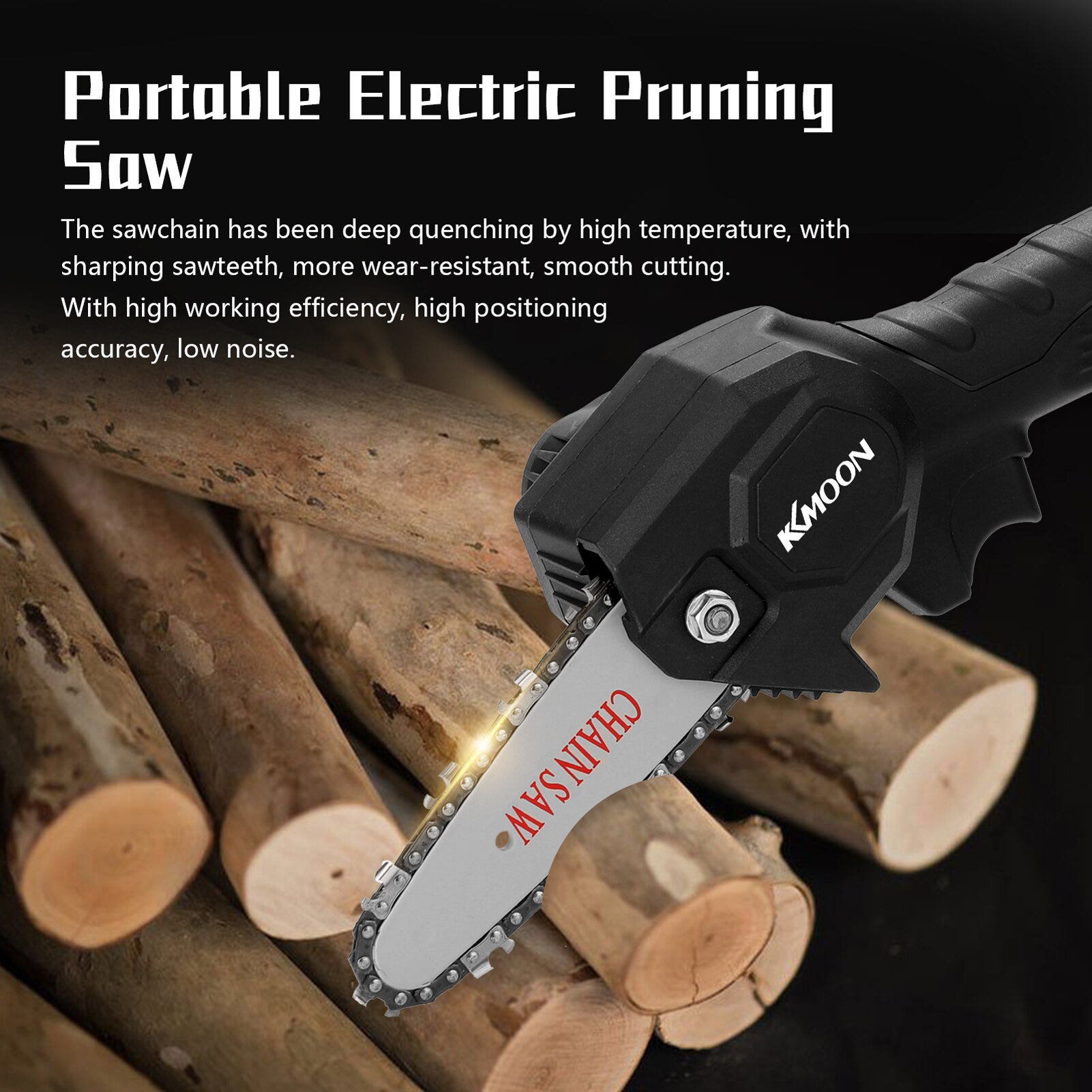 KKmoon-Mini Sierra de poda eléctrica para madera, motosierra recargable de empalme de madera pequeña, herramienta de carpintería para 1 mano, para registro de huerto y jardín
