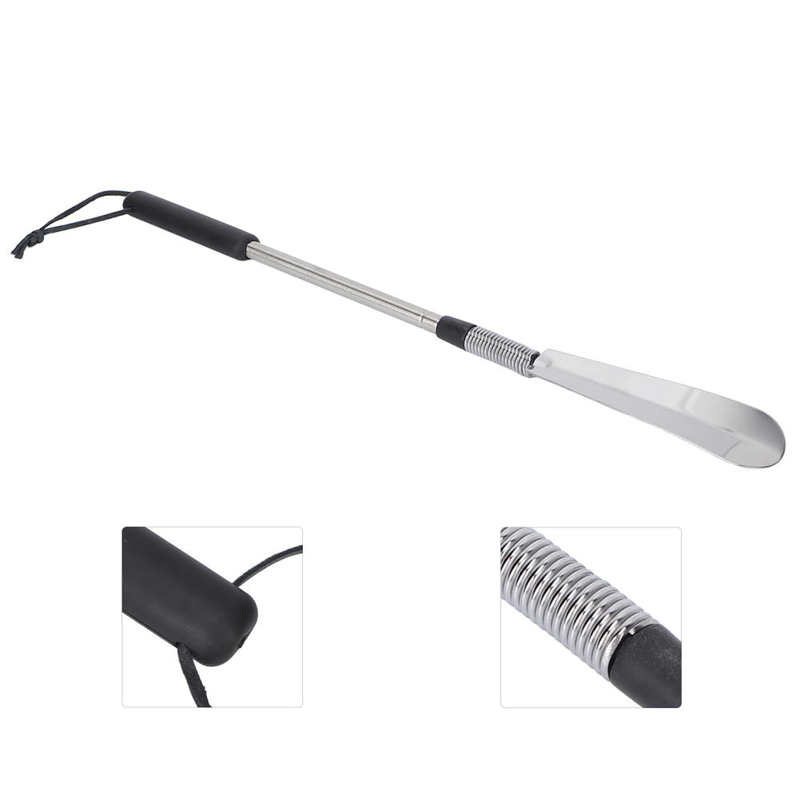 Shoe Helper Stick Convenient Wear Resistant Bendable Stainless Steel Shoehorn Telescopic for Home