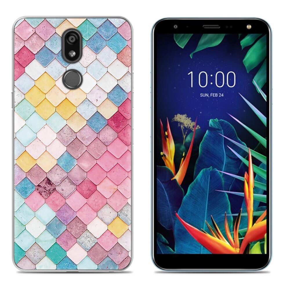 Funda de suave para teléfono LG K40/K12 Plus 5,7 pulgadas TPU colorida pintada cubierta trasera de silicona: 8