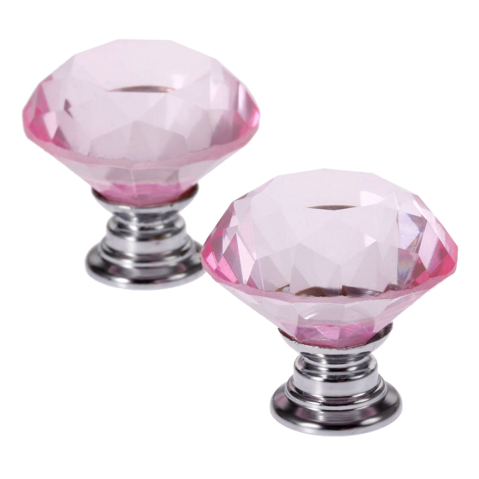 1x rosa diamantformade knoppar i kristallglas garderob skåp dra handtag för dörrhandtag i köksskåp