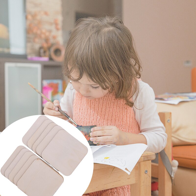 5-100pcs Natural Unfinished Blank Square Shape Wood Chips DIY Wooden Craft Ornament Wedding Home Party Decoration