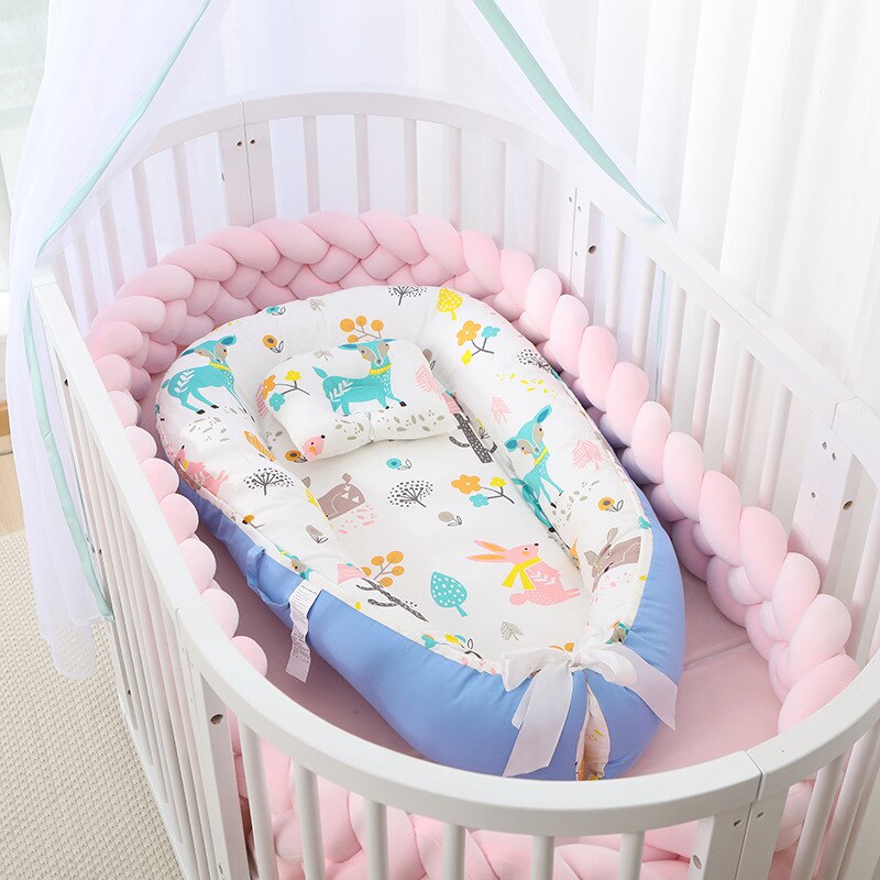 85*55cm baby reden seng aftagelig krybbe seng til baby rejse seng spædbarns seng med pude pude barneseng bærbar baby seng: 6