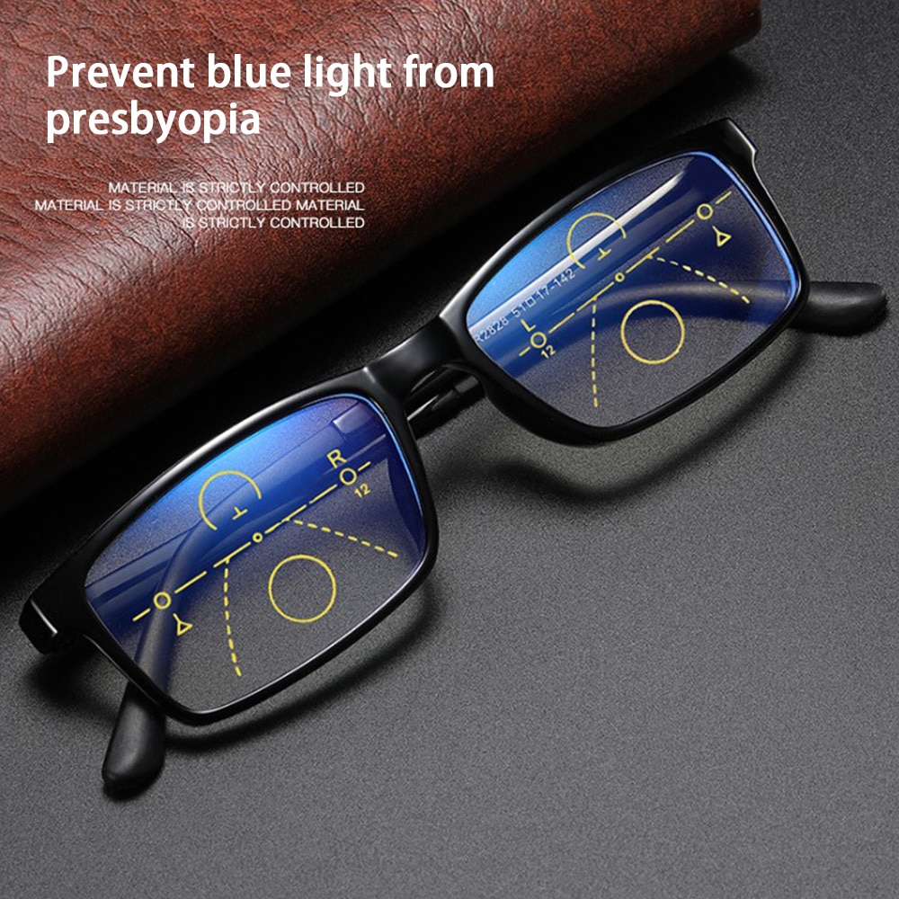 Progressieve leesbril multifocale bifocale heren dames anti-blauw rey vergrotende presbyope bril zwart gafas