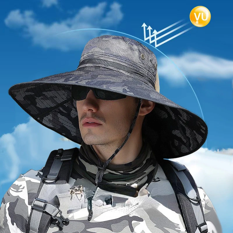 Heren Hoed Zomer Hoed Outdoor Mode Panama Zonwering Zonnehoed Vismuts Big Rand Zonneklep Vissershoed Uv Vissen