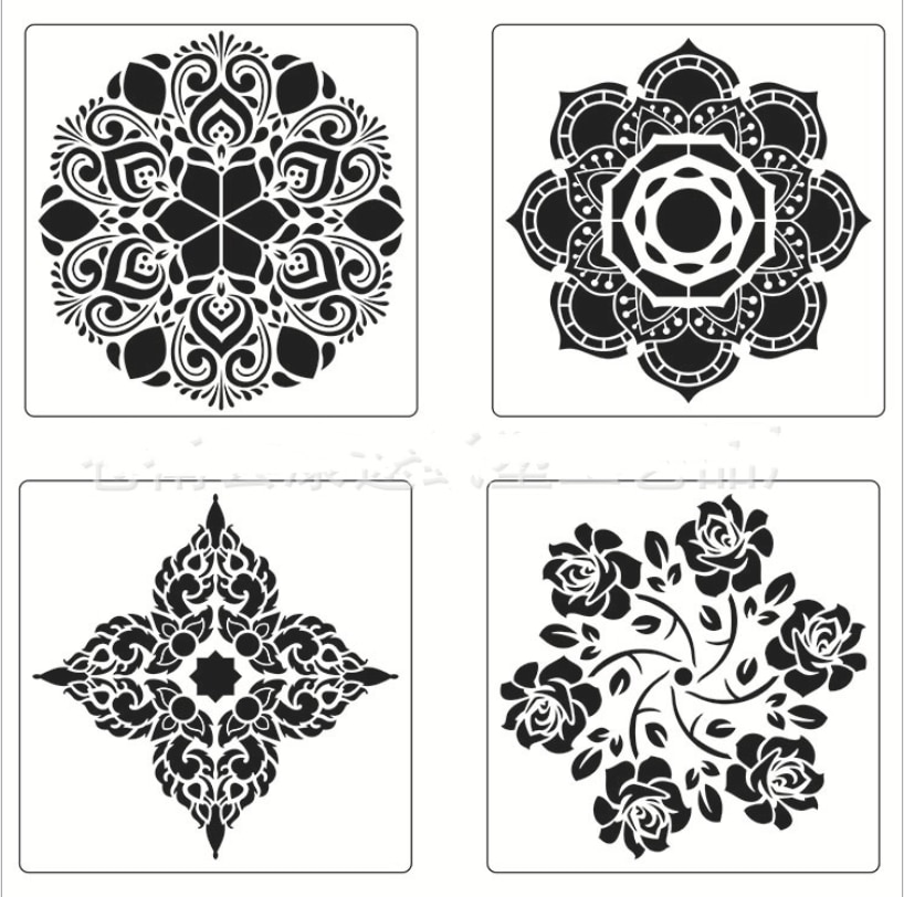 Herbruikbare sjablonen om te schilderen, 30 x 30 cm grote mandala geluksboom, doe-het-zelf gelaagdheid stencils voor schilderen op hout, canvas, vloer, muur, tegelstof, meubels