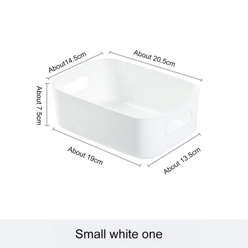 Storage Basket With Handle Cosmetic Storage Box Desktop Sundries Plastic Organizer Household Makeup Kitchen Storage Container: white S