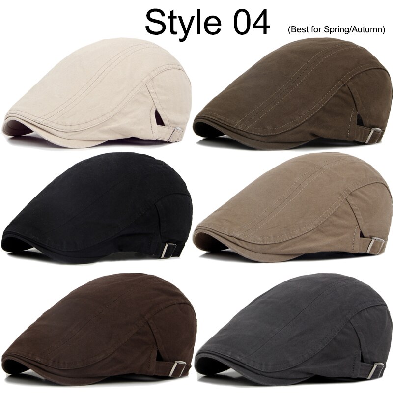 21 tipos hombres boinas primavera otoño invierno a prueba de viento de la calle vendedor de periódicos sombrero de la boina Retro Inglaterra sombrero hombres sombreros alcanzó gorros de pintor