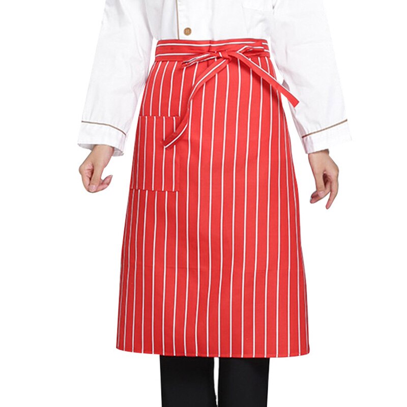-uniformt kort förkläde med fickor halv midja förkläde restaurang servitörer servitris uniform matservering köksförkläde: Röd vit