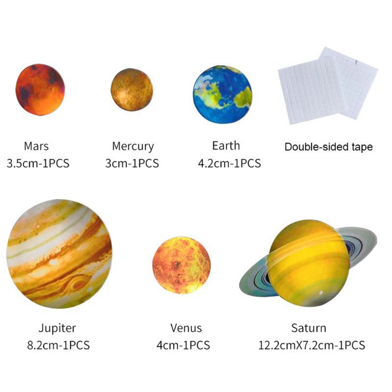 100Pcs Luminous Dots Stars 8Pcs Luminous Solar System Planet Glow in the Dark Wall Stickers for Room Decoration