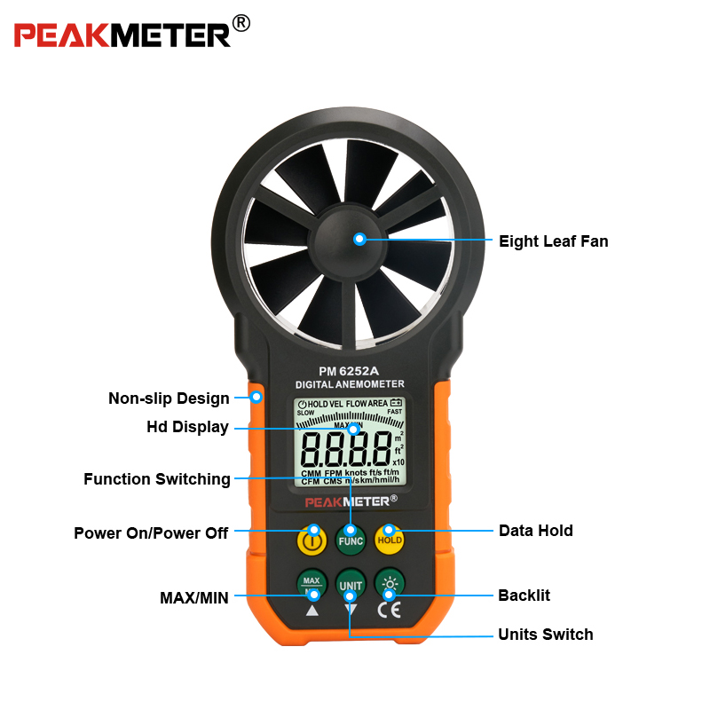 Protmex Digital Anemometer/Air Volume with LCD Screen and Backlight MS6252A Digital Anemometer Handheld LCD Electronic Wind