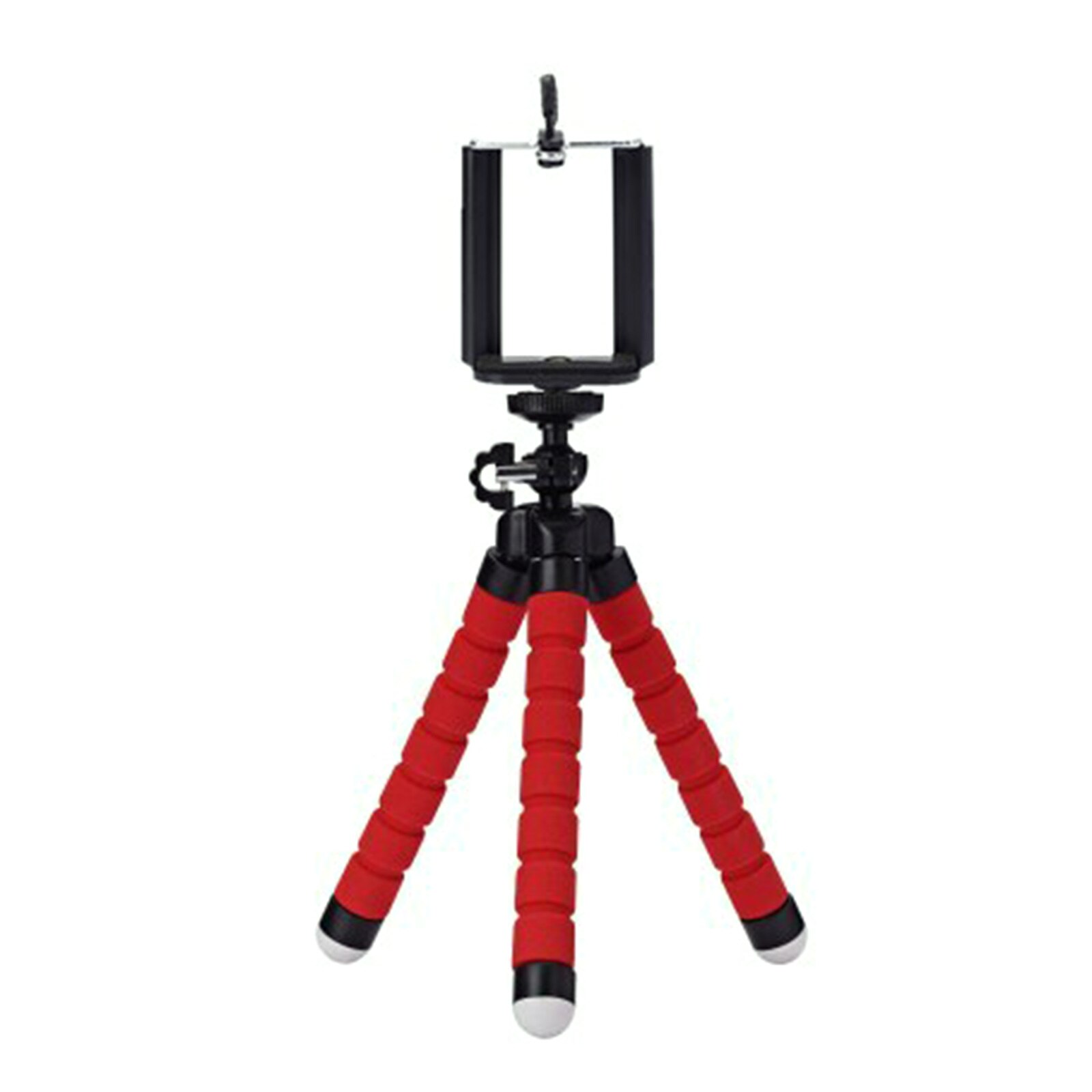 Mini Flexible Sponge Octopus Tripod Mobile Phone Tripod Smartphone Camera Bendable Tripod for i-Phone Huawei Xiaomi Smartphone: Red with holder