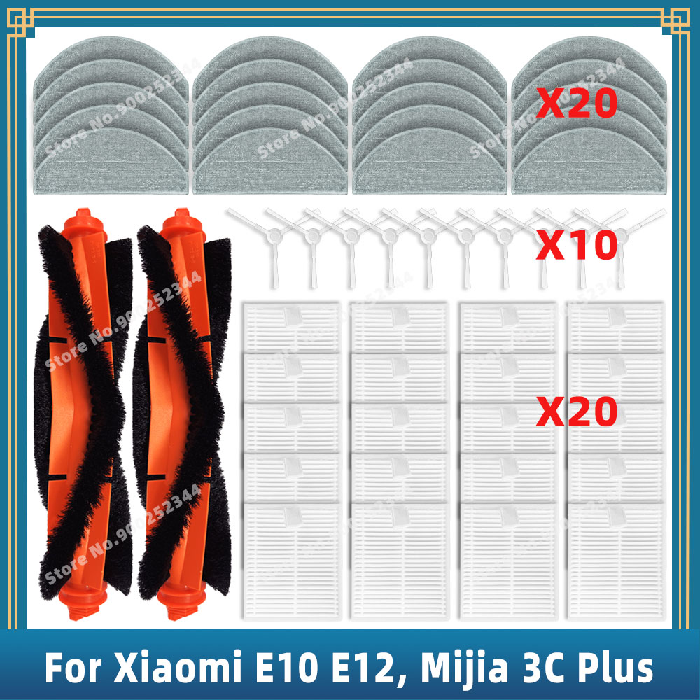 Piezas de repuesto accesorios para Xiaomi Robot Vacuum E10 E12 E10C C103 Mijia 3C Plus / 3C Pro, cepillo lateral principal, filtro, mopa