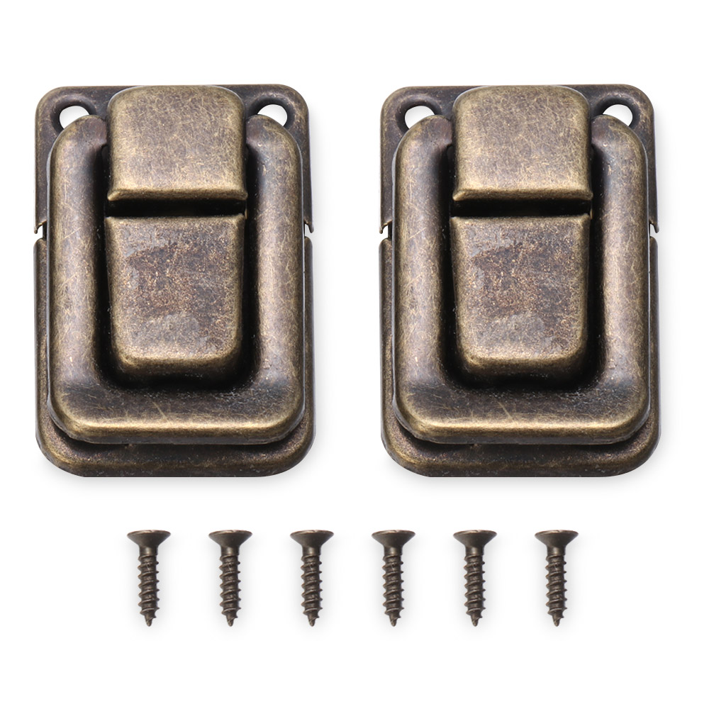 2 Stuks Lederen Tas Gesp Antieke Doos Hasps Legering Slot Vangst Vergrendelingen Voor Sieraden Borst Doos Koffer Clip Sluiting Vintage hardware: Bronze / S