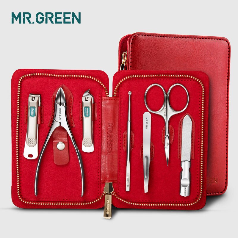 Mr. Groen 7 In1 Manicure Set Rvs Nail Care Set Nagelknipper Cuticle Utility Manicure Set Gereedschap Nagelknipper Grooming Kit