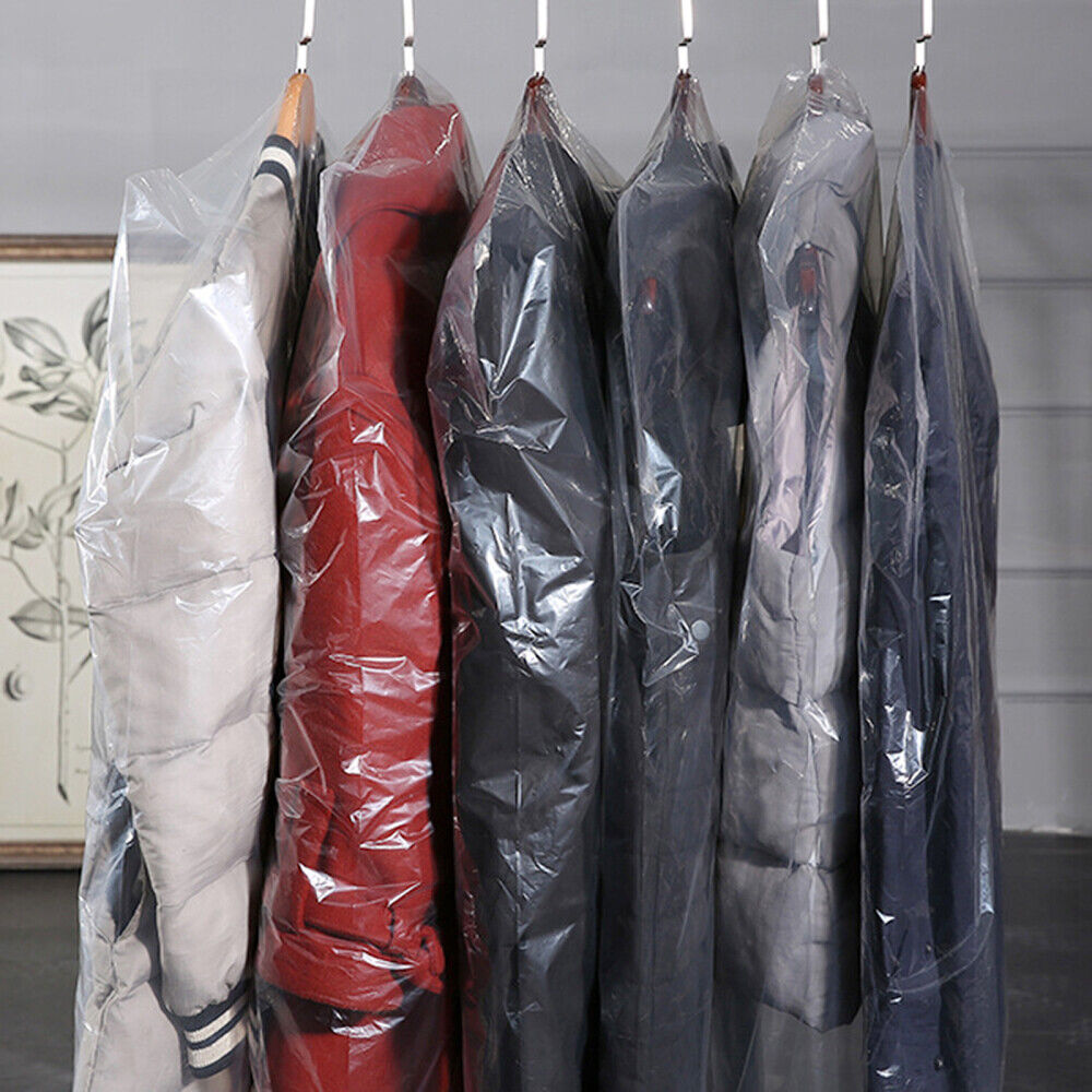 10/50/100 Stück durchsichtige Kunststoff-Kleidungsabdeckungen, staubdicht, wasserdicht, Kleidungsabdeckungen, Reiniger, Taschen, 100 x 60 cm, Heimmantel, Anzugschutz