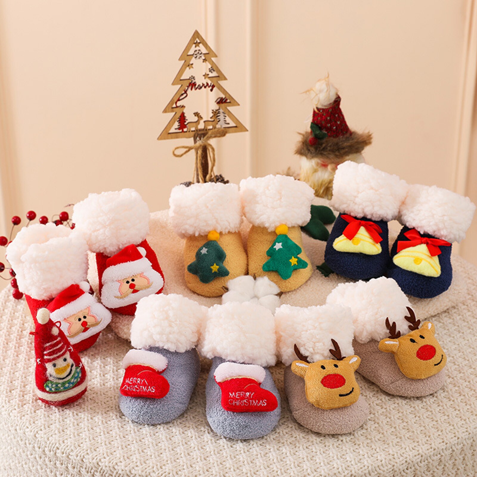 Baby Kerst Floor Sokken Winter Warm Antislip Sokken Voor Jongens Meisjes 0-2 Jaar Oud