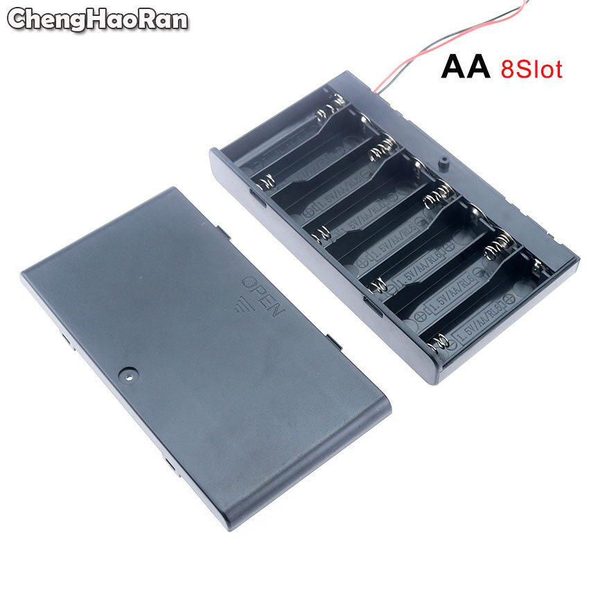 Chenghaoran 1 stück 2 3 4 6 8 steckplätze aa-batteriehalter aufbewahrungsbox mit schalter & deckel aa-batterie standardbehälter: 8 steckplätze