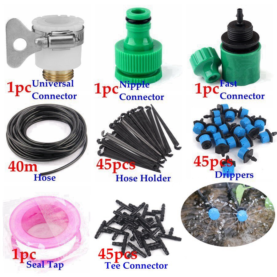 5 ~ 40M Tuin Besproeiing Kits Micro Irrigatiesysteem DIY Micro Drip Irrigatie Kits Met Blauw Verstelbare Drippers: 40m Kits