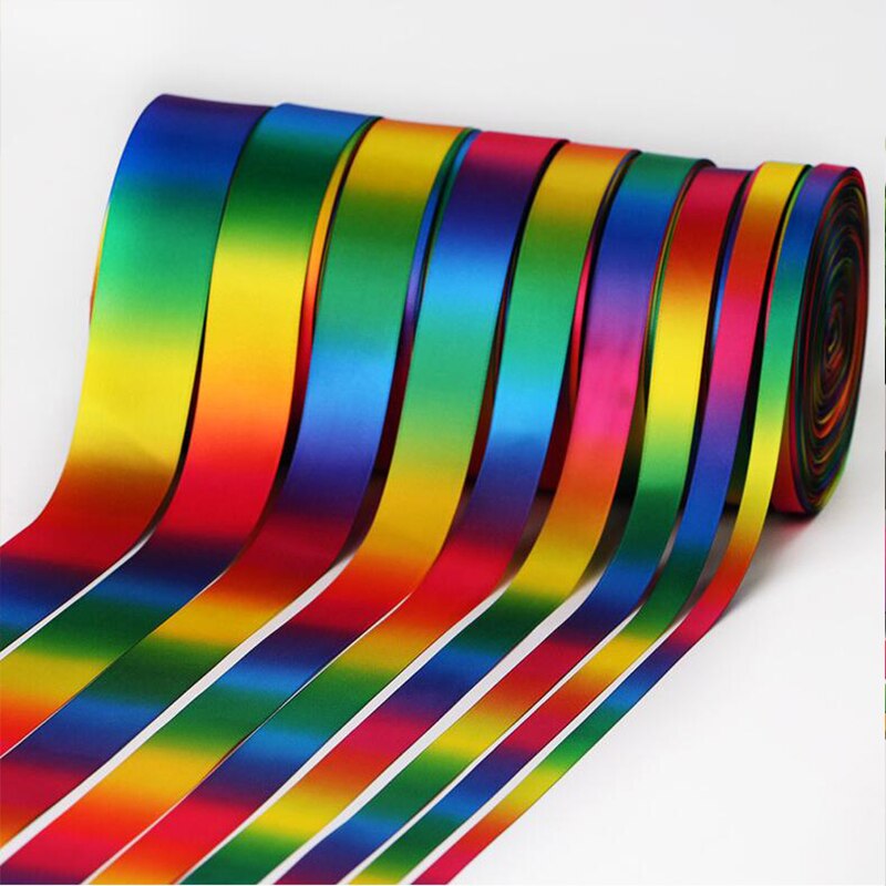 5Yards/lot Satin Double-sided Rainbow ribbons Wrapping DIY handmade Christmas Year/wedding /Party Decoration