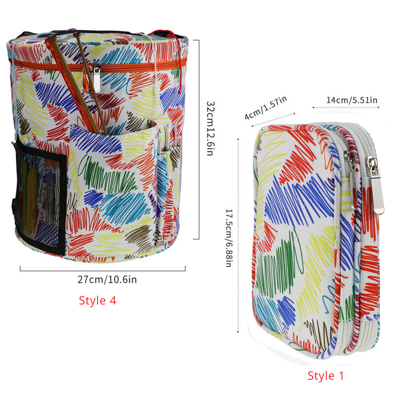 5 arten gestreifte häkeltasche, leere stricktasche für stricknadeln und häkelnadeln, nähwerkzeuge, garnaufbewahrungstasche