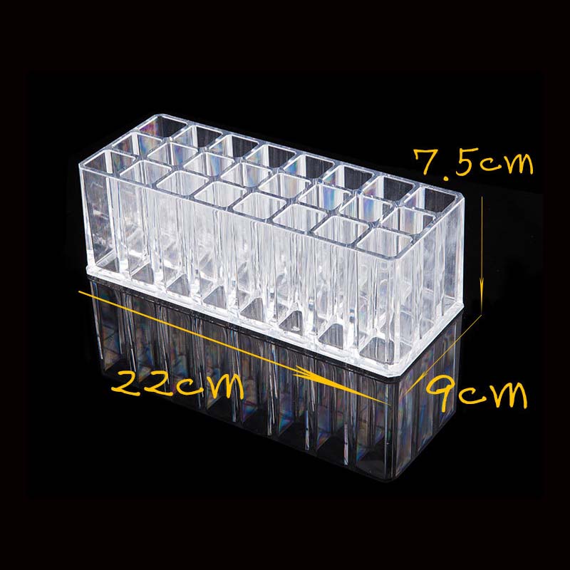 Akryl lipgloss holder 24 slots læbestift boks display stand diverse opbevaring boks kosmetisk makeup organizer holder: Default Title