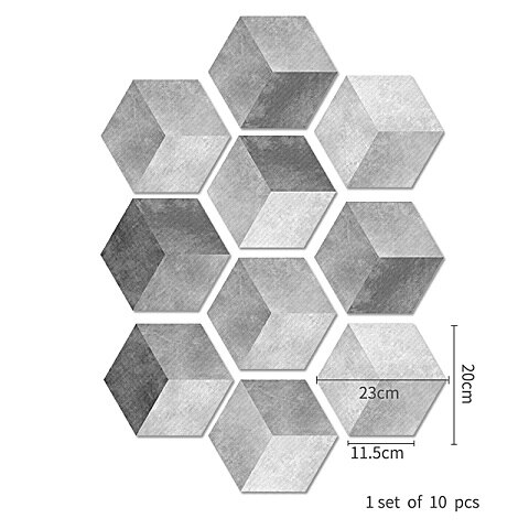10pcs/set Imitation Marble Hexagonal Tile Stickers Bathroom Kitchen DIY Home Nonslip Floor Tiles Stickers: 3