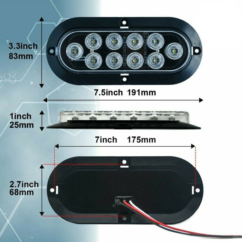 White Reverse Light Oval Surface Mount For Truck Trailer Reverse Light