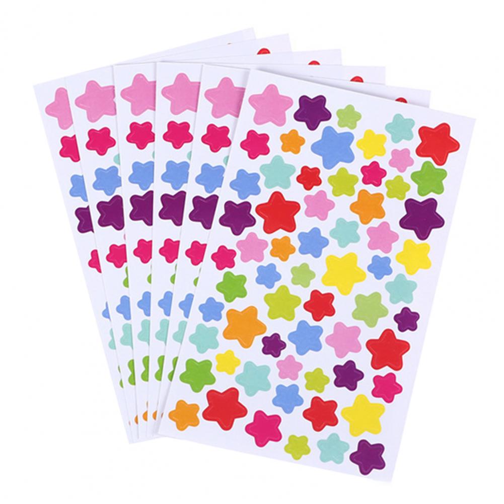 6 Sheets Lovely Stickers For Journaling Star Love Round Shape Stickers Labels for School Children Craft Album Scrapbook Sticker