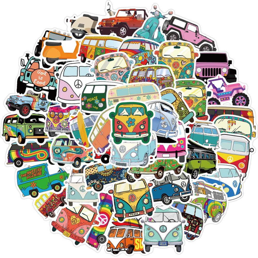 50pcs Hip Pop Style Bus Stickers For Laptop Water Bottle Luggage Decals Stationery Guitar Waterproof Computer Notebook Sticker