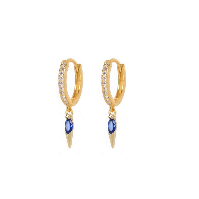 Aide 925 Sterling Zilveren Diamanten Klinknagel Kegel Gesp Oorbellen Vrouwen Groen Zwart Paars Blauw Wit Zirkoon Hoops Oorbellen Brincos: D