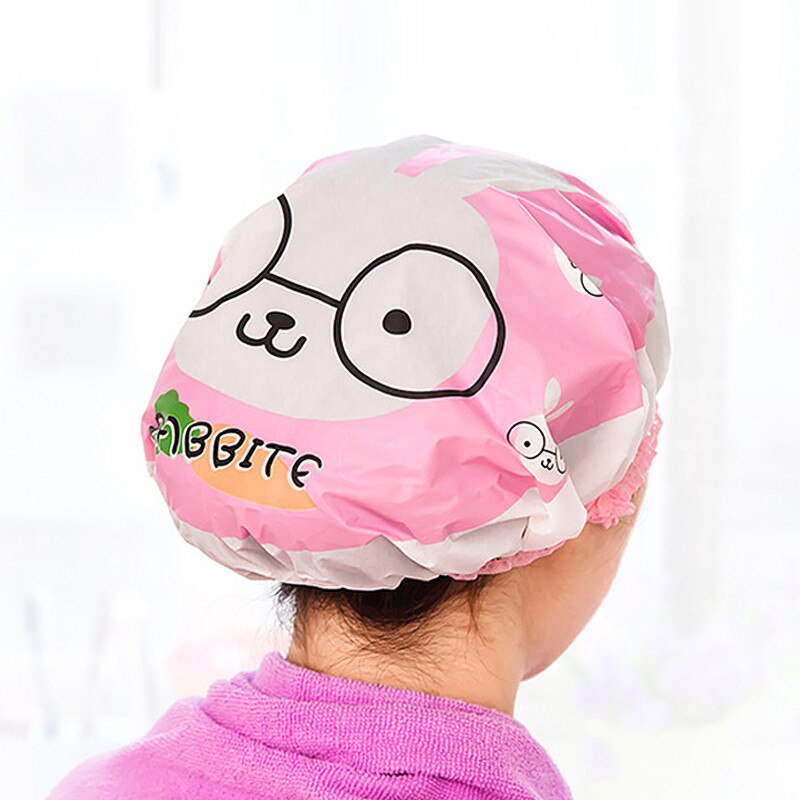 1Pcs Cartoon Animal shower cap waterproof for women hat for baths and saunas lace elastic band cap spa cap hair protective cap