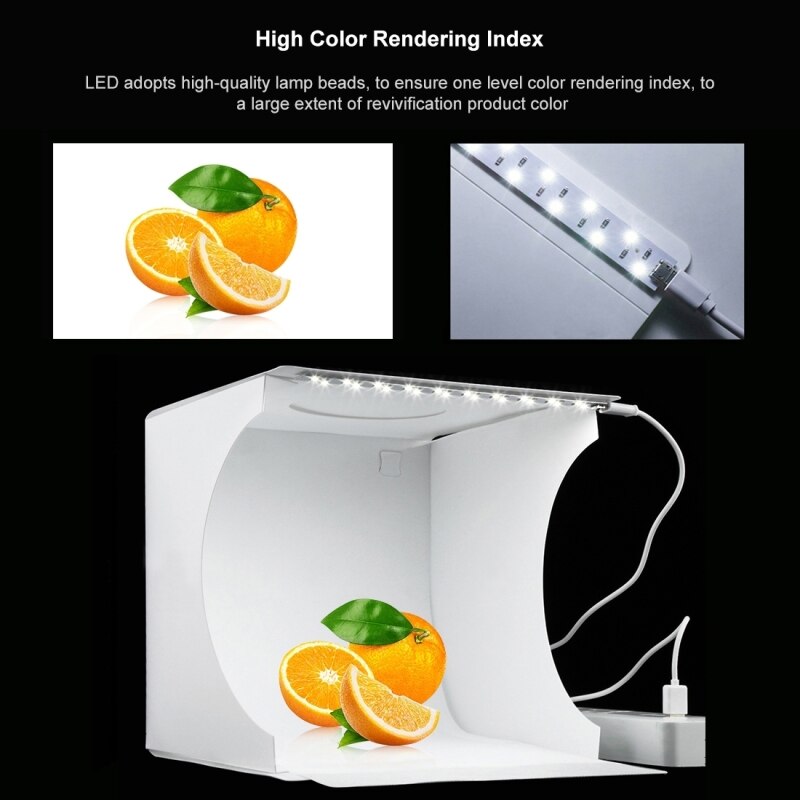 Bærbar sammenfoldelig lysboks fotografering studio softbox led lys soft box telt kit til telefon dslr kamera foto baggrund