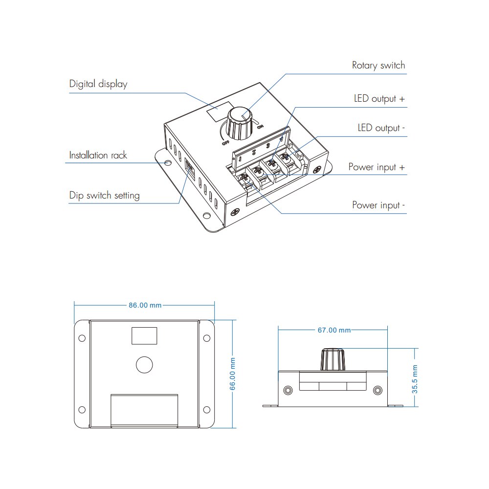 LED Dimmer 12V 24V 20A Rotary PWM Wireless Dimmer Switch Frequency Adjustable Knob LED Strip Dimmer 12 Volt for Lighting V1-K