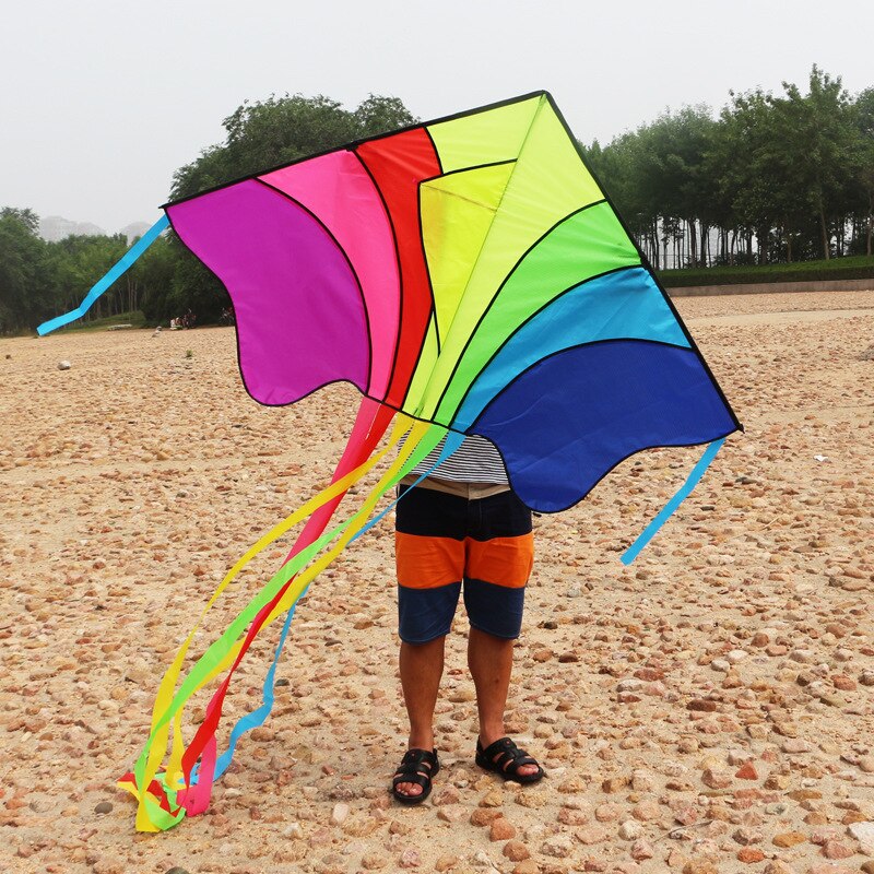 Kleurrijke Kind Vliegende Speelgoed Stunt Kite Surfen Driehoek Kite Voorkomen Scheuren Kids Toy Rainbow Kite Lange Staart Nylon Outdoor kite