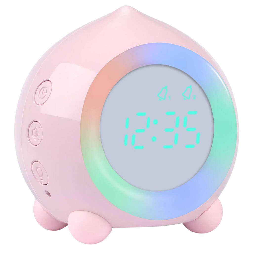 Proking freundlicher Wecker Digitale Sonnenaufgang Simulator Schlafzimmer freundlicher LED Farbe Ändern aufwachen hoch Uhr Thermometer Bunte: Rosa