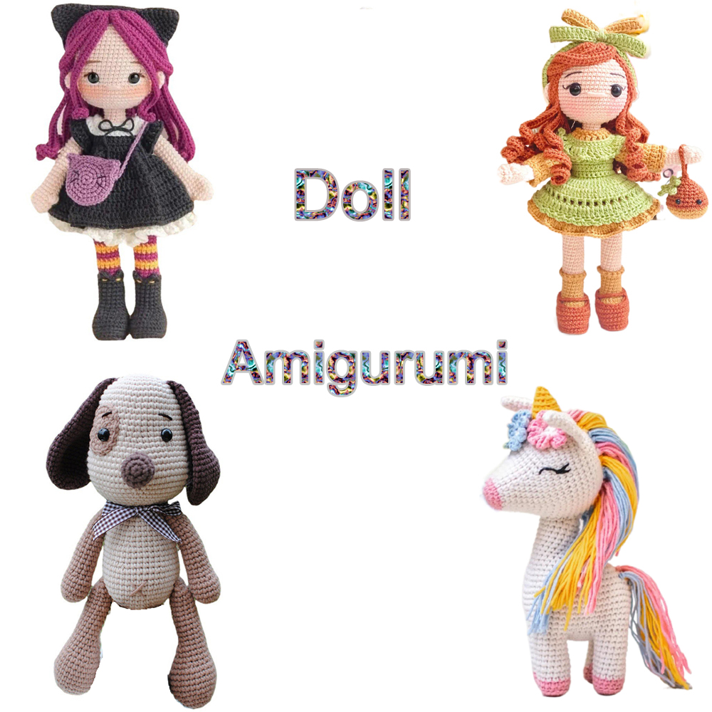 Joli Gril Crochet Kit poupée bricolage tricot amigurumi Crochet animaux kits noël chat chien lapin jouet oiseau insecte fait à la main