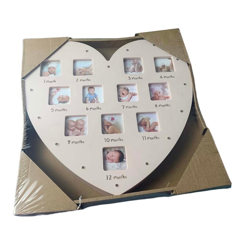 My First Year Baby Keepsake Frame with Light 0-12 Months Love Heart Photo Frame: pink