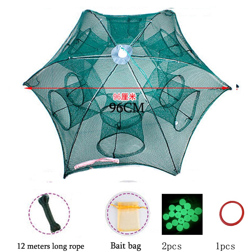 Strengthened 4-20 Holes Automatic Fishing Net Shrimp Cage Nylon Foldable Crab Fish Trap Cast Net Cast Folding Fishing Network: 12 Holes