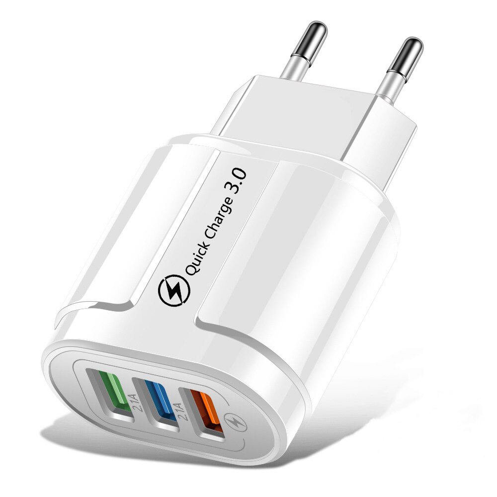 18W USB Ladegerät 3A Schnelle Ladung 18W praktisch Adapter für iPhone12 Profi Max EU/uns-stecker Zauberstab ladegerät für Xiaomi Huawei Samsung: uns Stecker(eben) / 3 USB Weiß