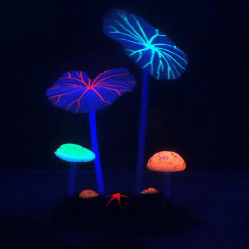 Fluorescerende kunstig koral glødende lotusblad svamp lysende sten akvarier akvarium lysende indretning tilbehør: 2