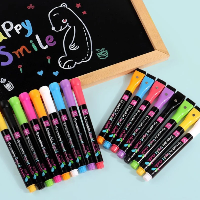 4/8 farbige magnetische, trocken abwischbare Marker, löschbare Whiteboard-Marker mit Radiergummi, LED-fluoreszierender Stift für Glas-Flüssigkreide