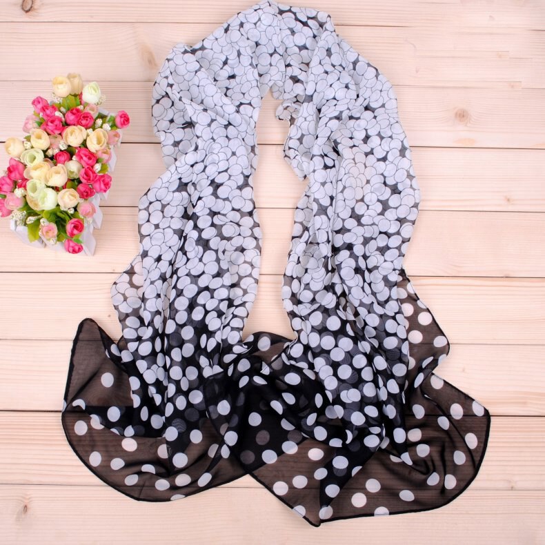 Fal/vind gradient god smag prikker chiffon tørklæde silke firkantet hijab cool sjal dame foulard femme tørklæder hår bufanda mujer