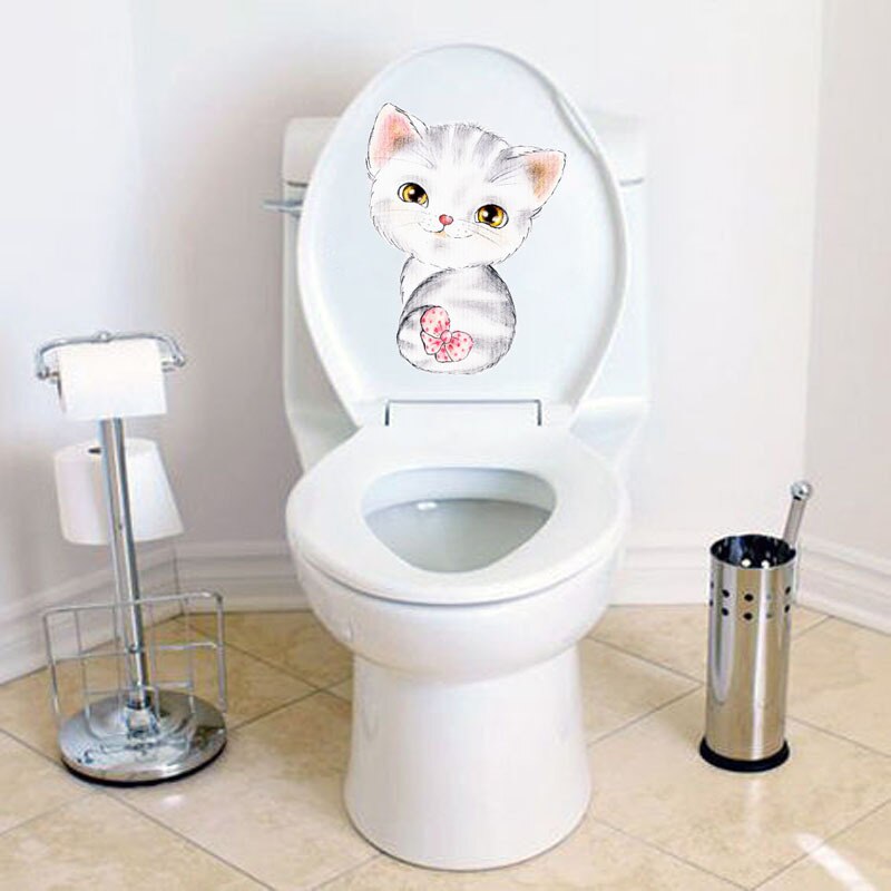 20*30 cm baderom vegg klistremerker toalett søt katt hjem dekorasjon avtagbare veggoverføringsbilder til toalett klistremerke dekorative pasteнаклейки