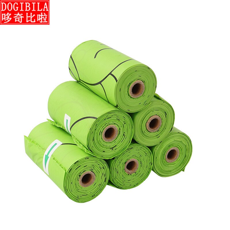 Sac à merde en amidon de maïs entièrement dégradable 23x33cm pour chien, sac à excréments pour animaux de compagnie, produits pour animaux de compagnie, épaisseur: 0.018mm, 15 sachets/rouleau