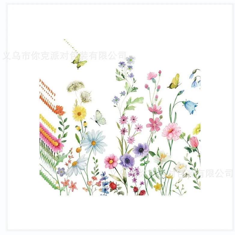 8Guests Spring Flower Disposabel Tableware Flying Butterfly Paper Plates Napkin Cups Happy Girls Birthday Party Decors